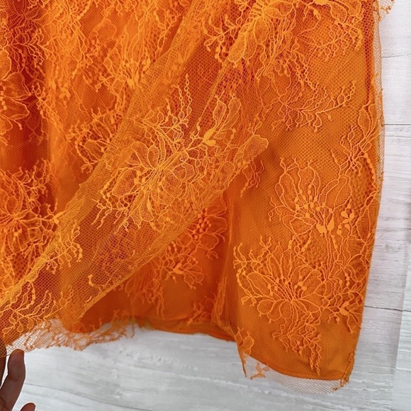 Michael Costello X Revolve Lace Mini Dress Women Size Large‎ Orange Sleeveless - Picture 5 of 14
